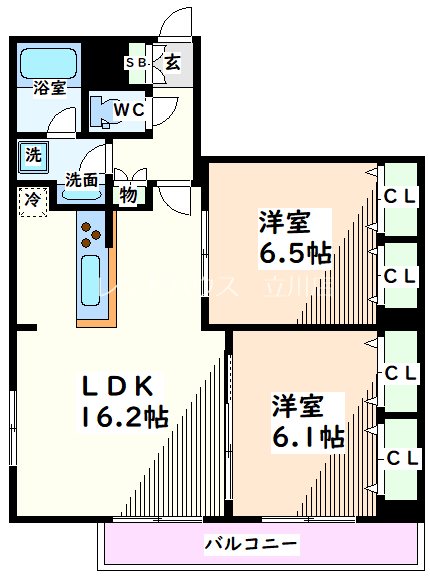 昭島市中神町のマンションの間取り