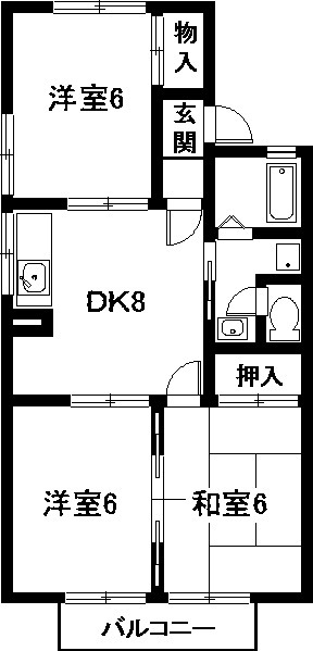 犬山市字西北野のアパートの間取り