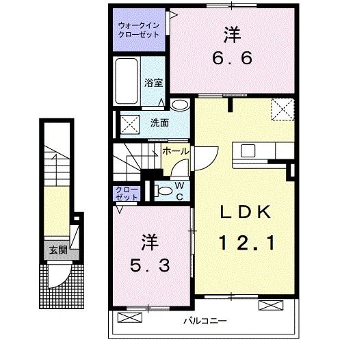 伊予市米湊のアパートの間取り