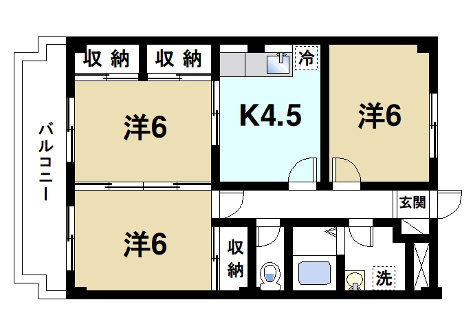 生駒市小瀬町のマンションの間取り