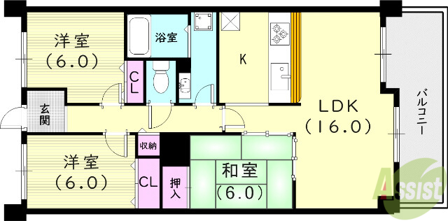 西宮市松下町のマンションの間取り