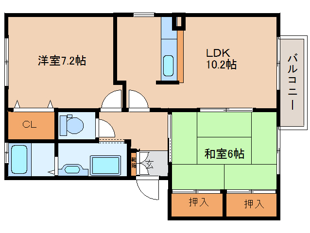 木津川市木津町のアパートの間取り