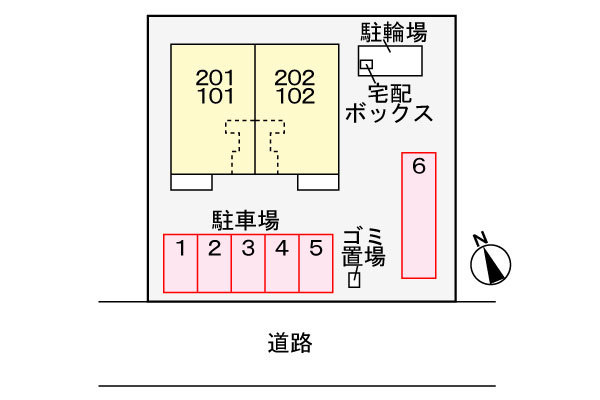 【常滑市西之口のアパートの駐車場】