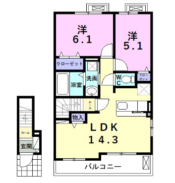 常滑市西之口のアパートの間取り