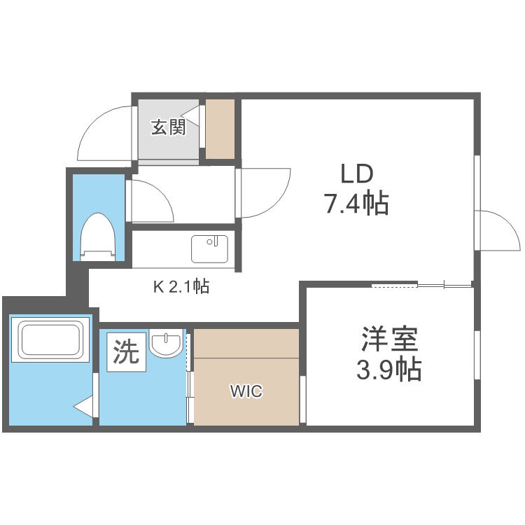 札幌市東区北十四条東のマンションの間取り