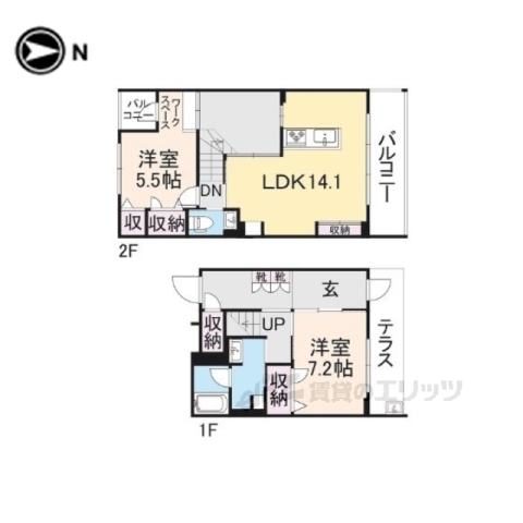 枚方市岡山手町のアパートの間取り