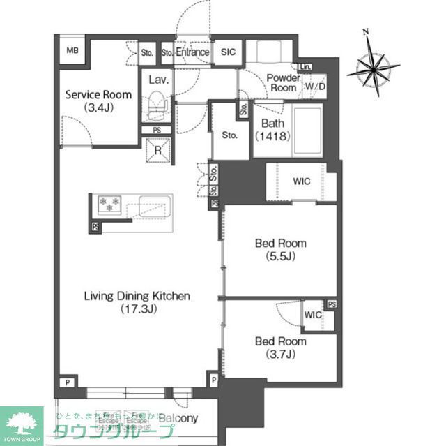 台東区東上野のマンションの間取り