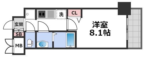 プレサンス谷町九丁目駅前の間取り