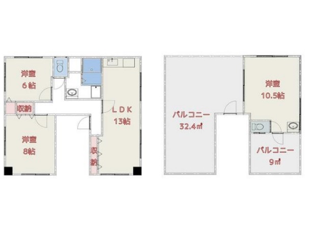 横浜市西区中央のマンションの間取り