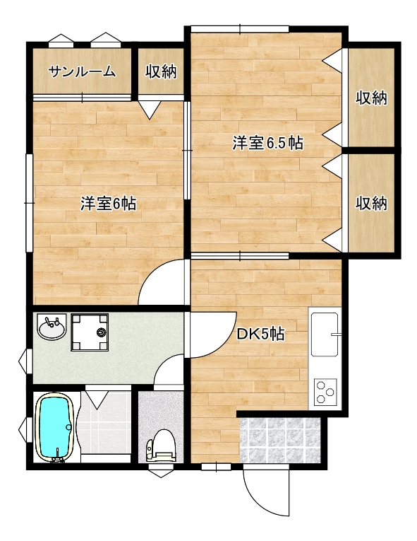 ファミール緑町B角部屋の間取り