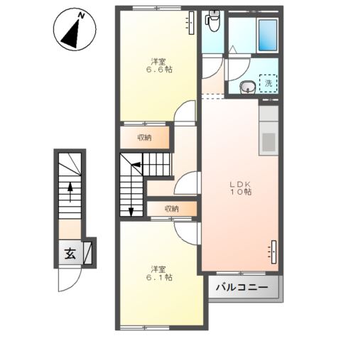 【羽生市大字小松のアパートの間取り】