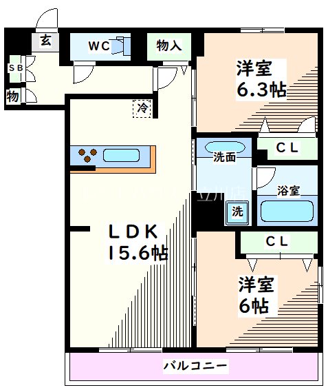 昭島市中神町のマンションの間取り