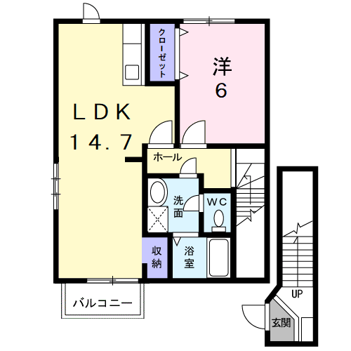 ひたちなか市大字稲田のアパートの間取り