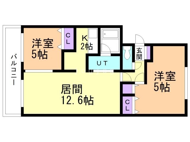 札幌市北区新川四条のマンションの間取り