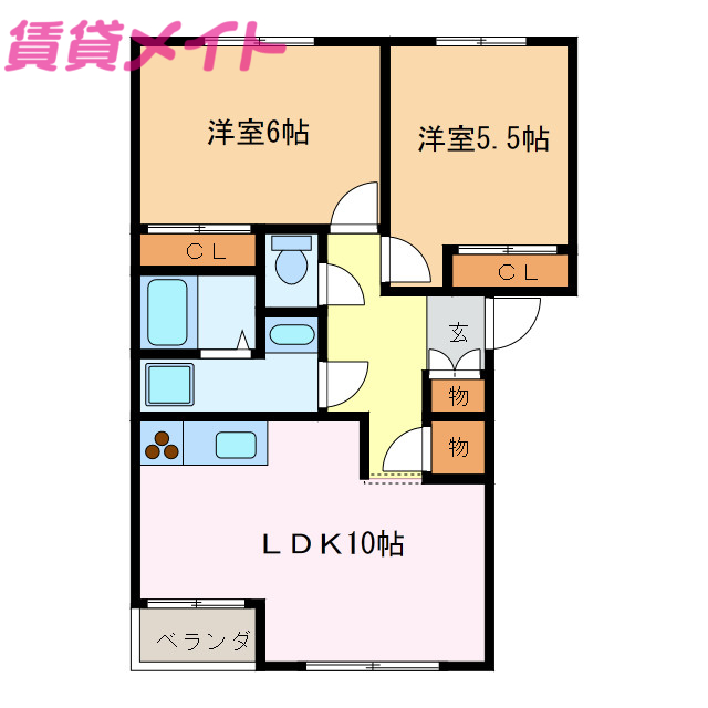 津市香良洲町のアパートの間取り