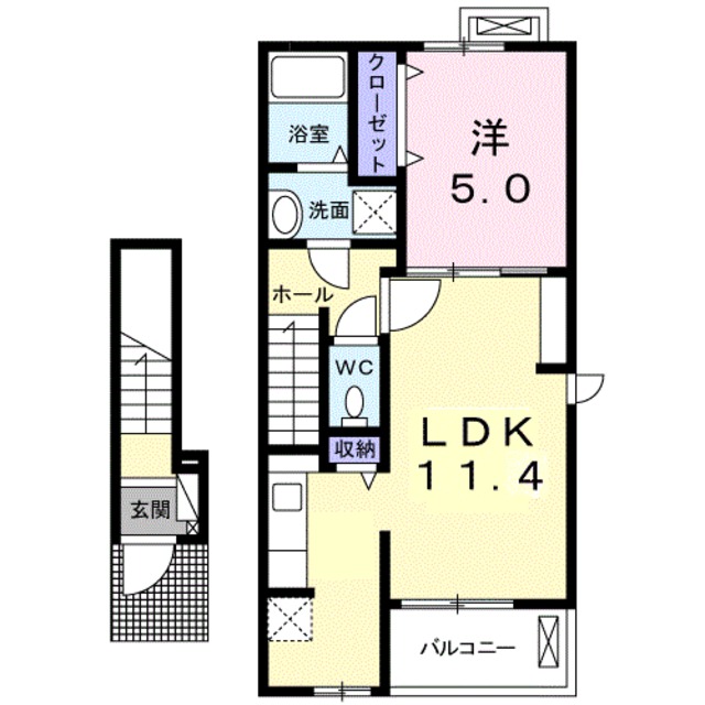 松原市南新町のアパートの間取り