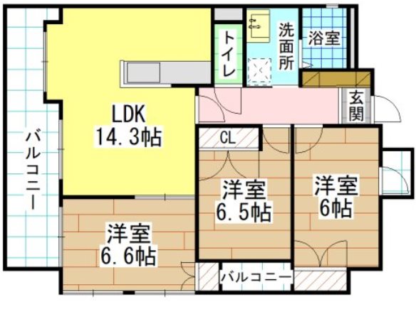 北九州市小倉北区京町のマンションの間取り