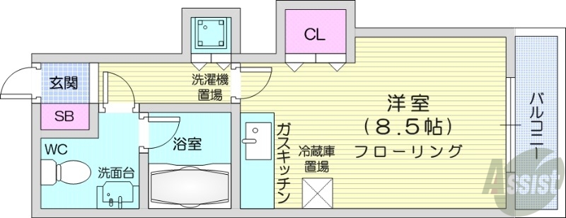 札幌市中央区北七条西のマンションの間取り