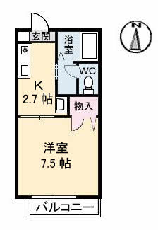 倉敷市日吉町のアパートの間取り