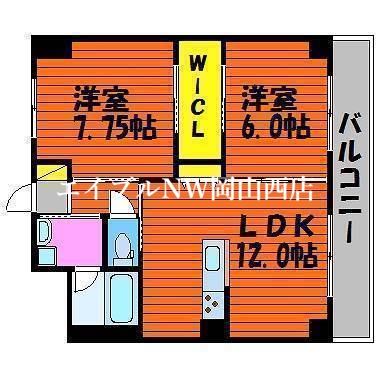 岡山市北区一宮のマンションの間取り