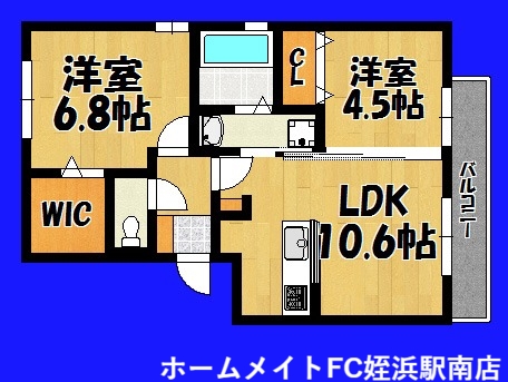 福岡県糸島市前原駅南２の賃貸アパートの間取り