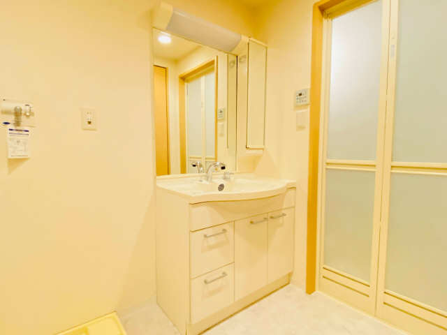 洗面設備　シャワー付洗面台です