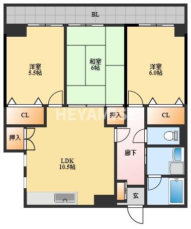 長崎市界のマンションの間取り