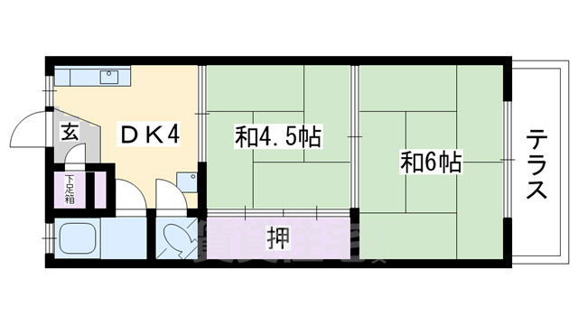 京都市北区小山下総町のマンションの間取り