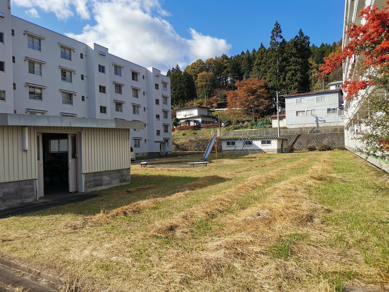 【奥州市前沢のマンションの庭】