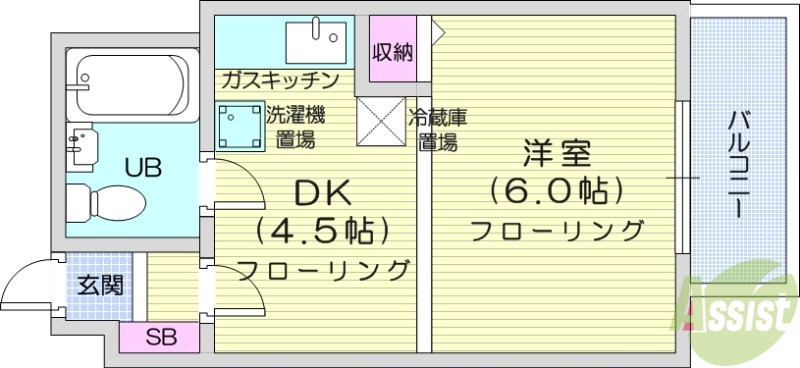 札幌市北区北十二条西のマンションの間取り