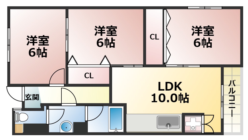 神戸市灘区高尾通のマンションの間取り