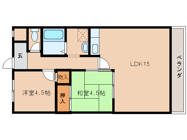 大和高田市甘田町のマンションの間取り