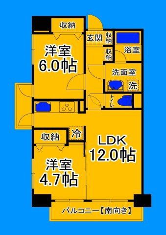 堺市北区南花田町のマンションの間取り