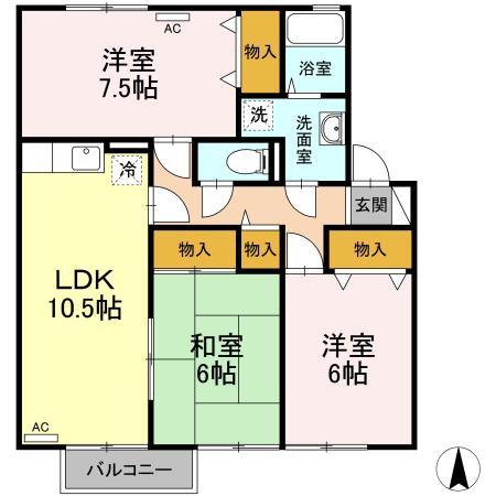 クレールニシヤマ２の間取り