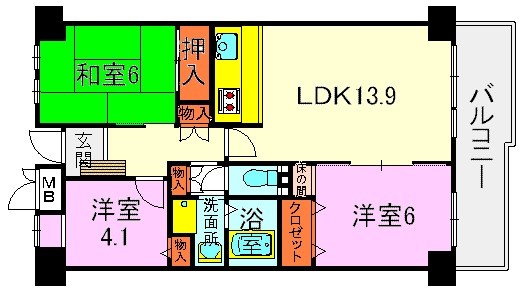 守山市梅田町のマンションの間取り