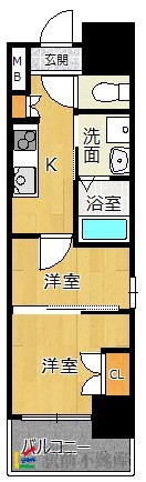 福岡市博多区堅粕のマンションの間取り