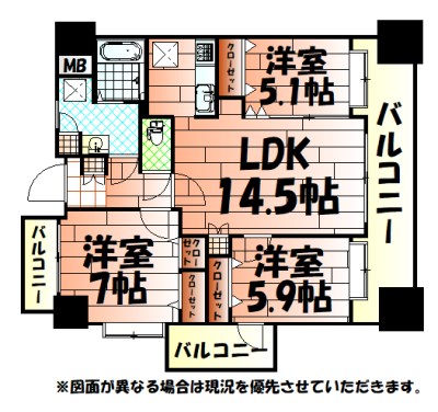 ニューサンリバー12番館の間取り