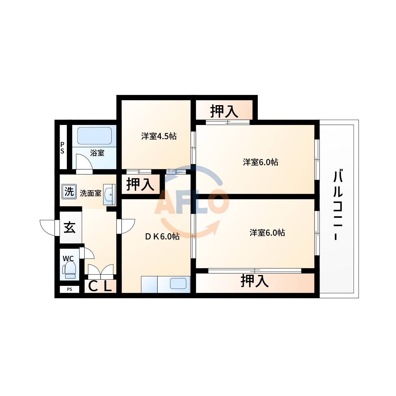 大阪市大正区平尾のマンションの間取り