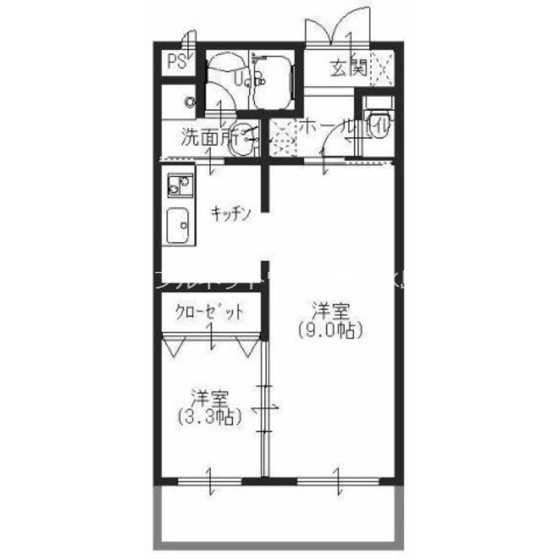 倉敷市玉島爪崎のマンションの間取り