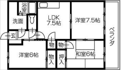 小松島市横須町のマンションの間取り