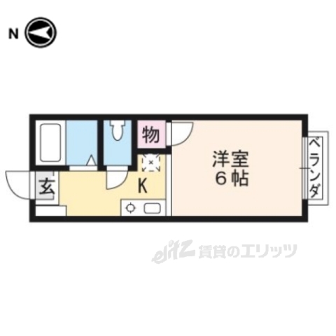 京都市左京区松ケ崎堂ノ上町のアパートの間取り