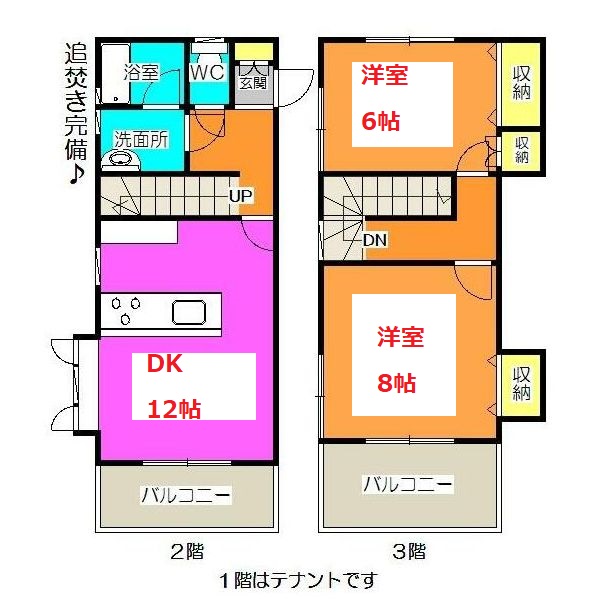 小田原市扇町のアパートの間取り