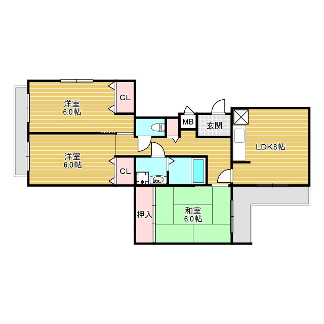 豊中市永楽荘のマンションの間取り