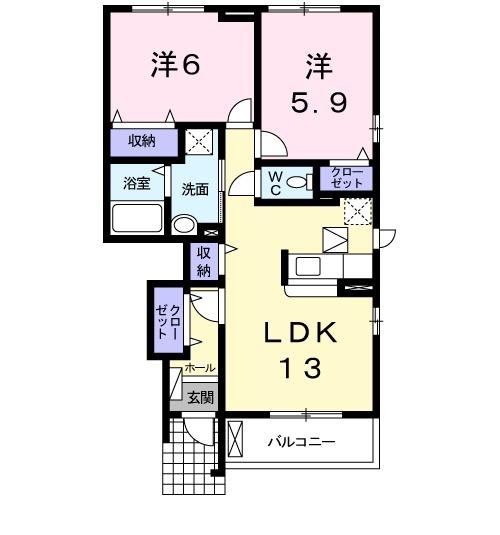 [家電付き] プラシードカーサIの間取り