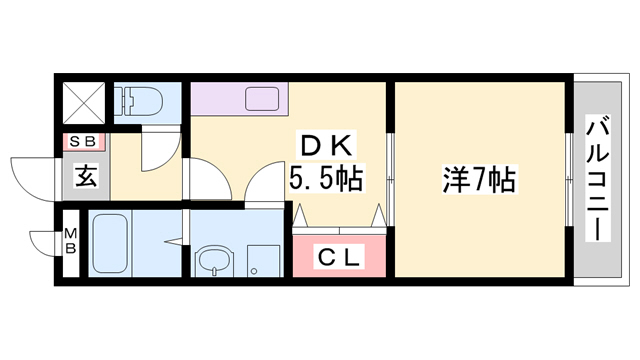 【小野市黒川町のアパートの間取り】