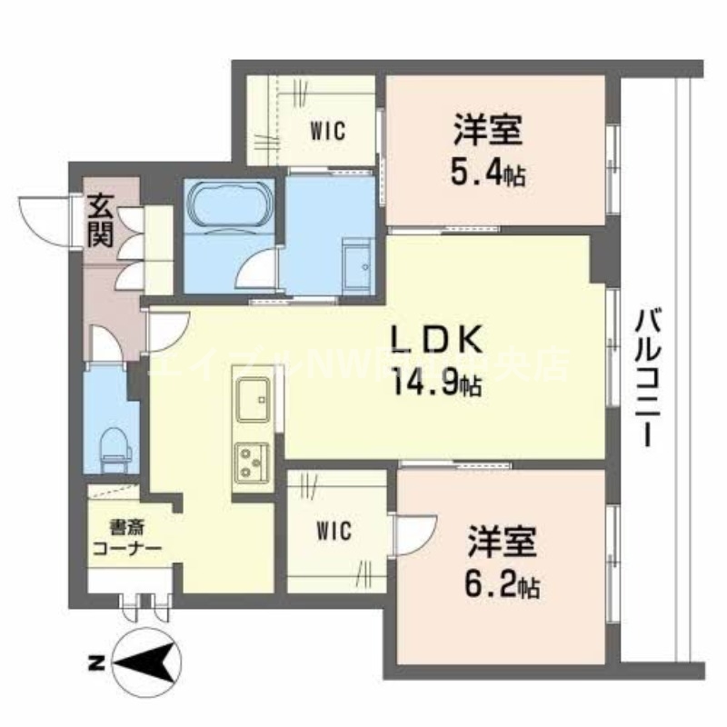 岡山市北区東古松のマンションの間取り