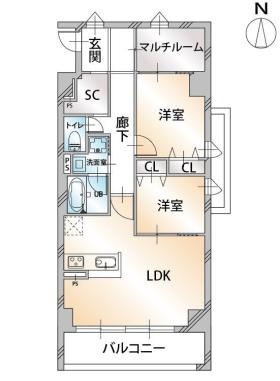 高知市愛宕町のマンションの間取り