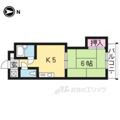 京都市西京区川島東代町のマンションの間取り