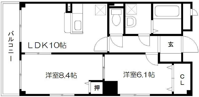 京都市上京区中務町のマンションの間取り