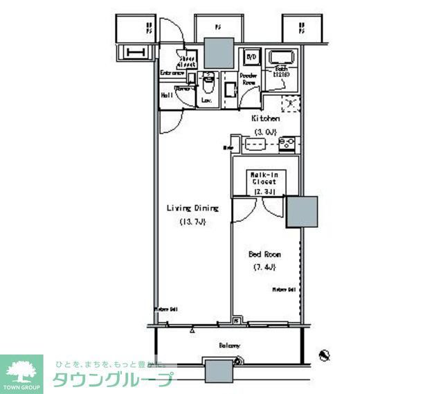 中央区勝どきのマンションの間取り